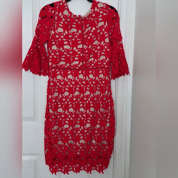 Ryan Michelle Women's Pe Lace Midi Dress Bell Sleeves Size Small - Picture 3 of 6